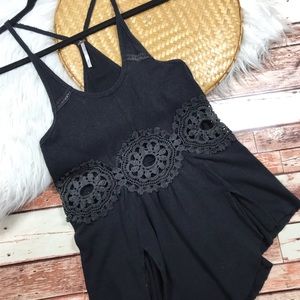 Free people black crochet bohemian tank